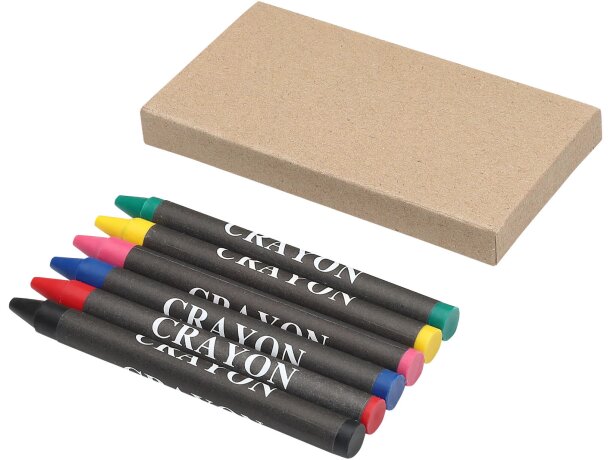Caja de 6 ceras de colores Crayon Gris detalle 2