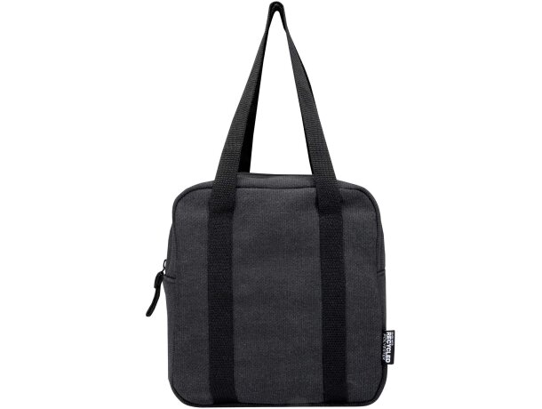 Bolsa nevera 5L Recanvas de algodón y poliéster reciclado GRS Negro intenso detalle 2