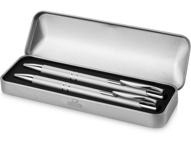 Juego de bolígrafo y portaminas de aluminio en estuche personalizado