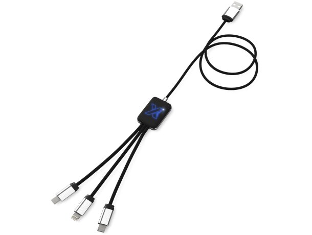 Cable de carga C17 retroiluminado triple conector USB-C Azul/negro intenso detalle 8