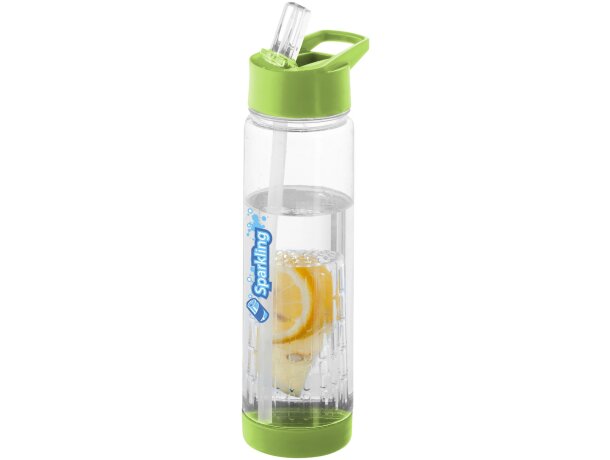 Botella deportiva y ligera con infusor de rosca para fruta 740 ml personalizada barato transparente/lima