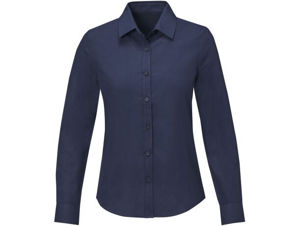 Camisa manga larga mujer Pollux Oxford entallada personalizable Azul marino detalle 12