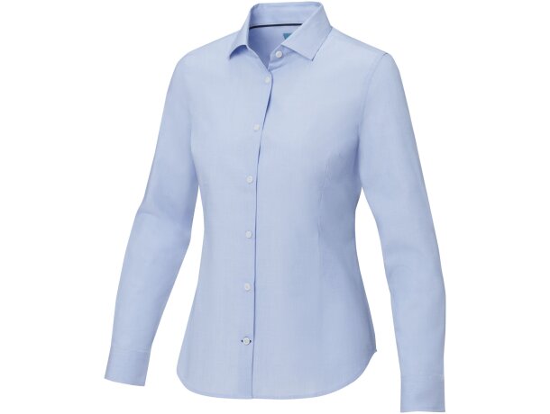 Camisa orgánica manga larga mujer Cuprite popelín algodón Negro intenso detalle 6