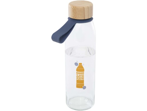 Botella de cristal Porto 500 ml con tapa de bambú Azul océano detalle 17