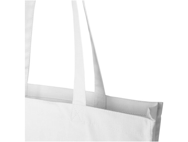 Bolsa tote algodón reciclado GRS con refuerzos Florida 14L Blanco detalle 15