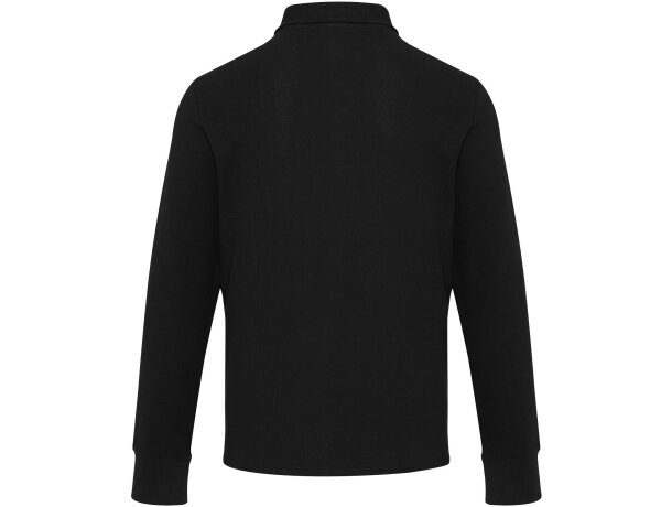 Polo manga larga Zeus con media cremallera en algodón piqué Negro intenso detalle 3