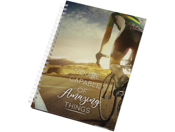 Agenda A5 tapa dura sin fechas Desk-Mate con papel FSC Blanco/negro intenso detalle 6