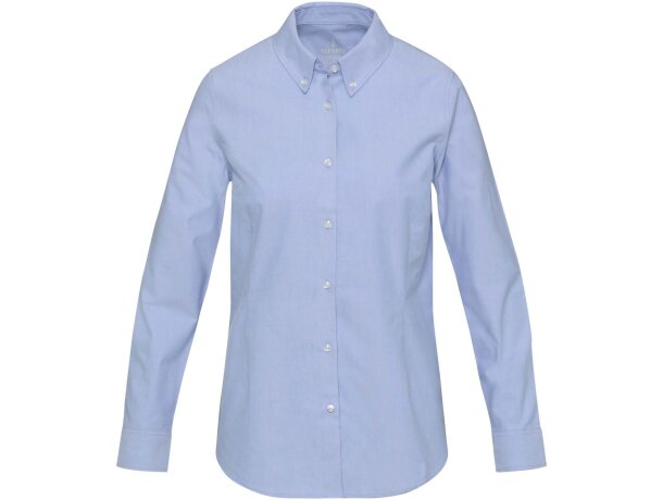 Camisa oxford mujer Sphene algodón BCI certificado Azul claro detalle 2