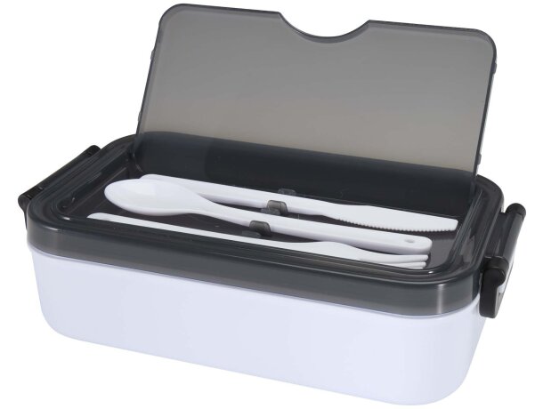 Fiambrera Snappy 1000 ml con cubiertos integrados en tapa Blanco detalle 3