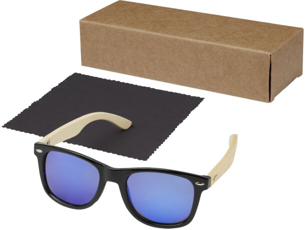 Gafas de sol polarizadas con cristal de espejo de PET reciclado/bambú en caja de regalo Taiyo Madera detalle 6