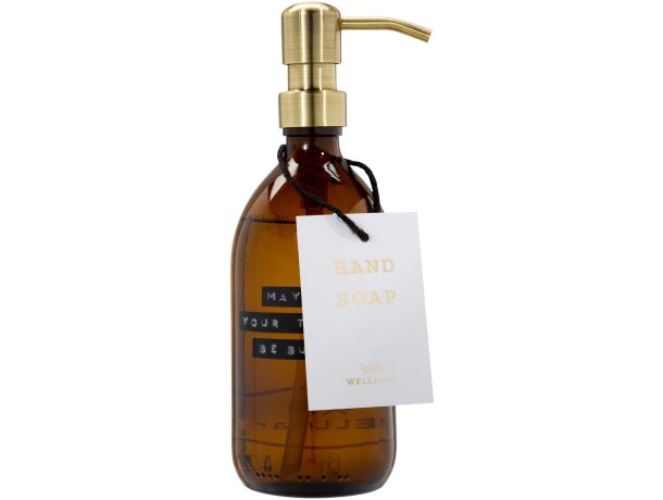 Dispensador jabón Wellmark Bubbles vidrio ámbar 500ml cobre detalle 4