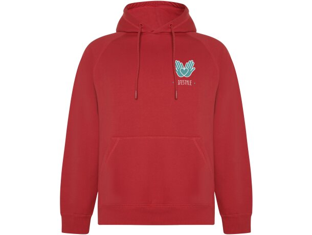 Sudadera unisex algodón orgánico Vinson Roly con capucha Rojo detalle 31