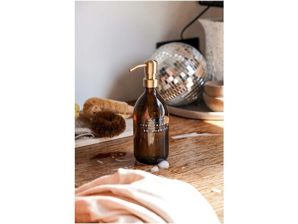 Dispensador jabón Wellmark Bubbles vidrio ámbar 500ml cobre detalle 7