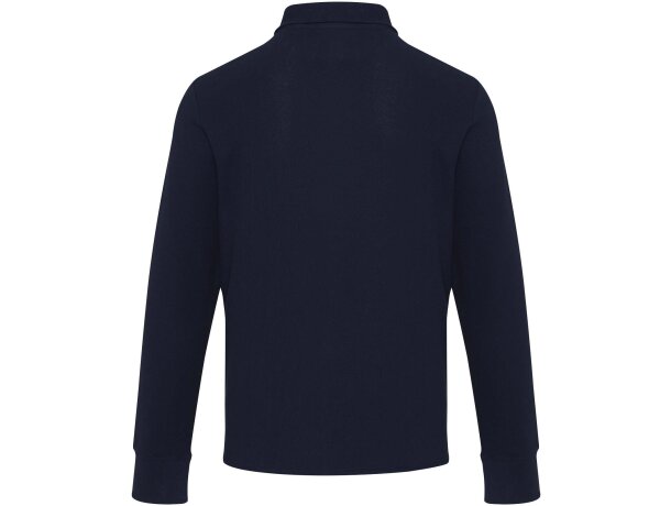 Polo manga larga Zeus con media cremallera en algodón piqué Azul marino detalle 11
