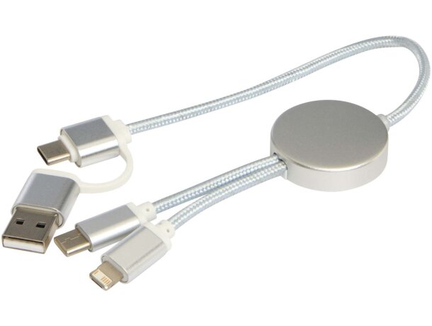 Cable 5 en 1 Alasia aluminio reciclado carga rápida Plateado detalle 20