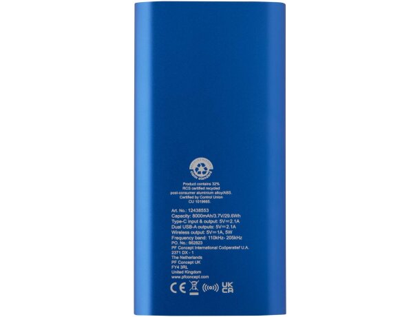 Batería externa inalámbrica Juice 8000 mAh aluminio reciclado Azul real detalle 17