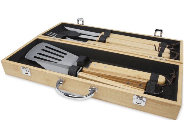 Set de barbacoa de 5 piezas Churras en bambú sostenible Natural detalle 3