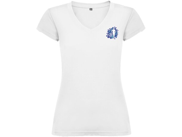 Camiseta cuello pico mujer Roly Victoria algodón 155 g/m² Blanco detalle 1