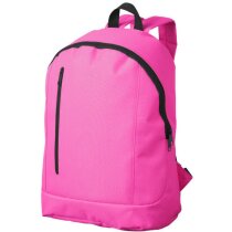 Mochila lisa con bolsillo vertical rosa neón Mochila lisa con bolsillo vertical rosa neón