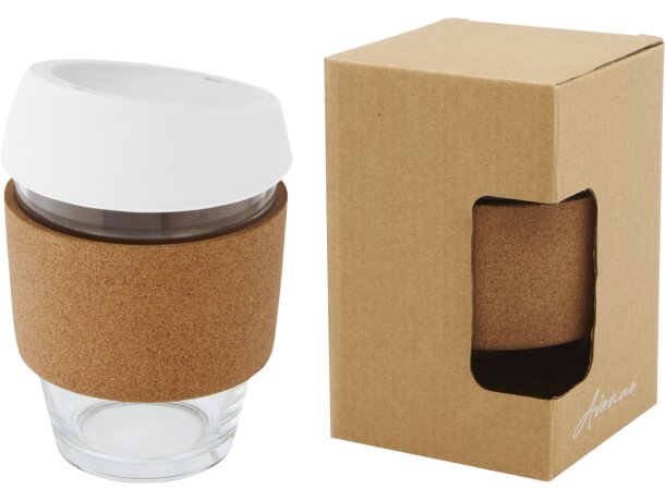 Vaso de cristal grabado Lidan con corcho y tapa silicona 360ml Negro intenso detalle 21