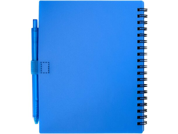 Juego libreta tapa blanda y bolígrafo reciclado Niove Azul detalle 3