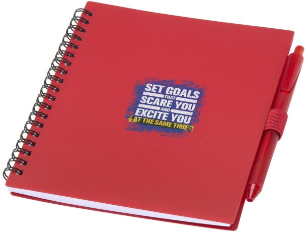 Juego libreta tapa blanda y bolígrafo reciclado Niove Rojo detalle 5