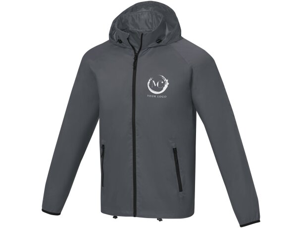 Chaqueta ligera impermeable hombre Dinlas con capucha enrollable Gris tormenta detalle 16