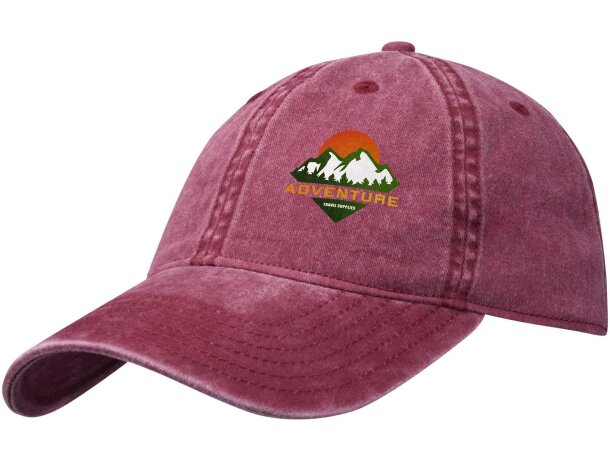 Gorra lavada de 6 paneles Grafton con algodón reciclado Burdeos detalle 10