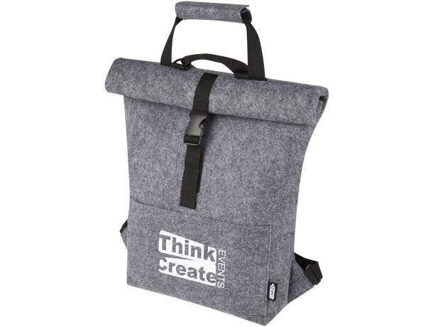 Bolsa bicicleta enrollable Felta fieltro reciclado GRS Gris medio detalle 1