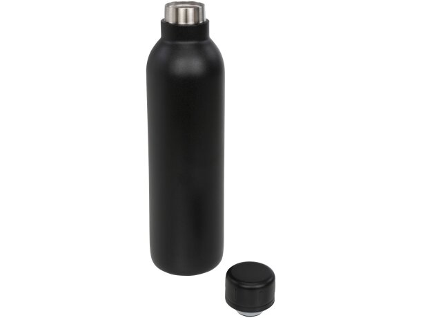 Botella termo con logo con tapa de rosca en acero inoxidable Thor Negro intenso detalle 5