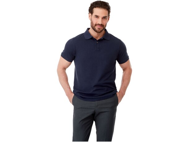 Polo de manga corta de material reciclado orgánico GRS para hombre Beryl Azul nxt detalle 6