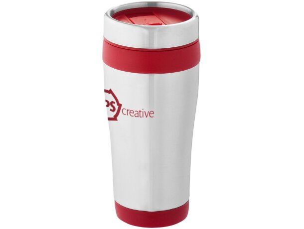 Vaso de plástico isitérmico Plateado/rojo detalle 4