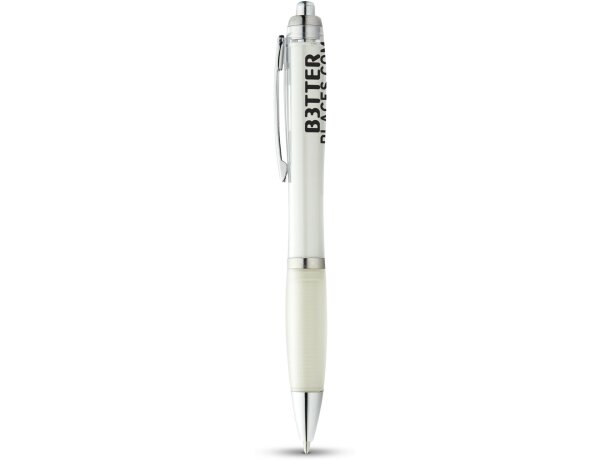 Bolígrafo barato blanco y transparente personalizado