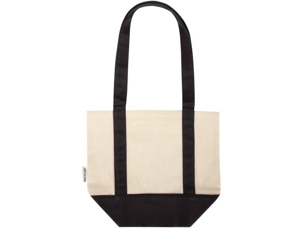 Bolsa tote mini algodón reciclado certificado GRS 320 g/m² Sam Negro intenso/natural detalle 3