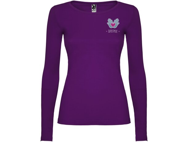 Camiseta manga larga mujer algodón 100% Roly Extreme Morado detalle 33