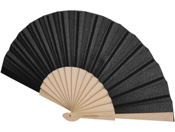 Abanico Manuela de madera y poliéster personalizable Negro intenso detalle 4