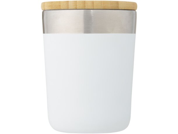 Vaso isotérmico Lagan con tapa bambú y aislamiento al vacío Blanco detalle 4