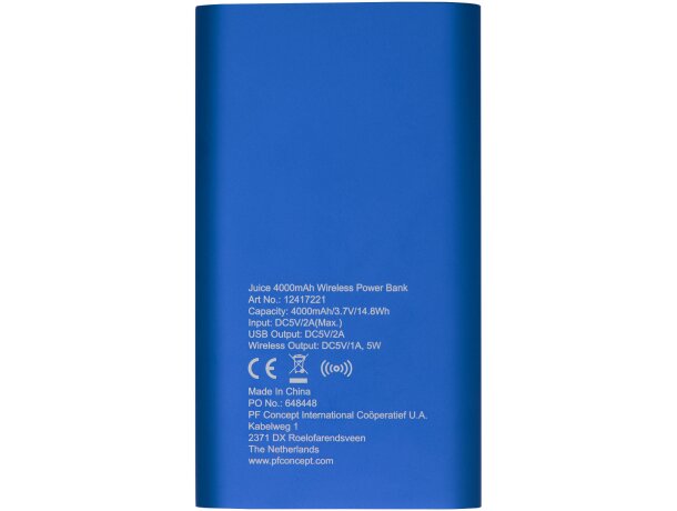 Batería externa inalámbrica Juice de 4000 mAh con aluminio Azul real detalle 11