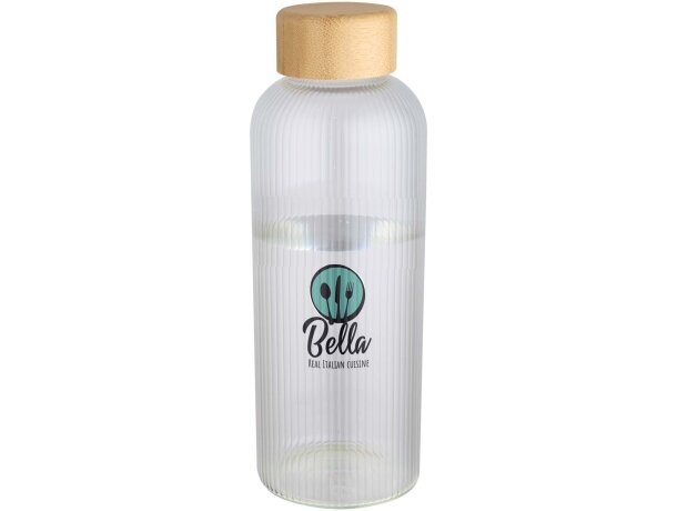 Botella Mirage 650ml vidrio borosilicato con tapa de bambú Transparente detalle 1