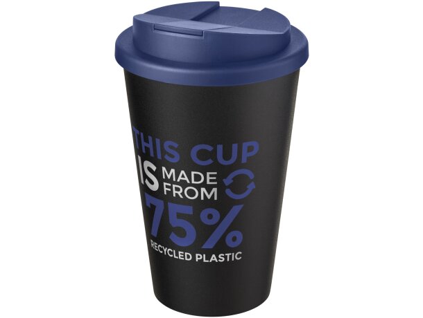 Vaso de plástico con cierre clip y tapa de rosca pp reciclado 350ml Azul/negro intenso detalle 15