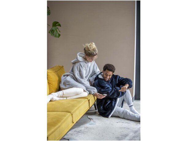 Manta con capucha Denali certificación GRS poliéster reciclado Azul oscuro detalle 10