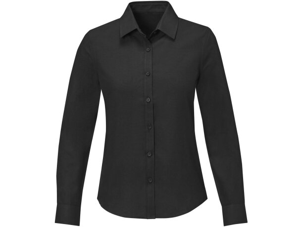 Camisa manga larga mujer Pollux Oxford entallada personalizable Negro intenso detalle 22