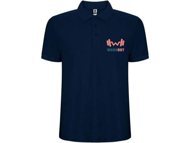 Polo manga corta hombre Pegaso Premium Roly punto piqué Azul marino detalle 9