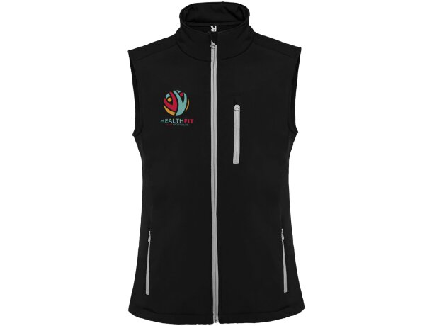 Chaleco softshell unisex Nevada de Roly resistente al agua Negro intenso detalle 1