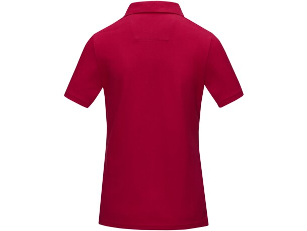 Polo orgánico GOTS de manga corta para mujer Graphite Rojo detalle 3