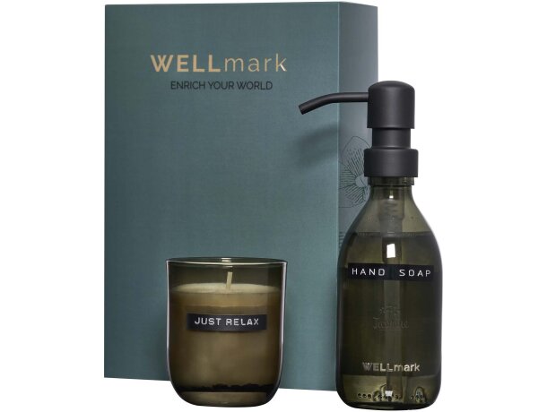 Set Wellmark Discovery dispensador jabón 250 ml con vela 150 g Negro intenso detalle 10