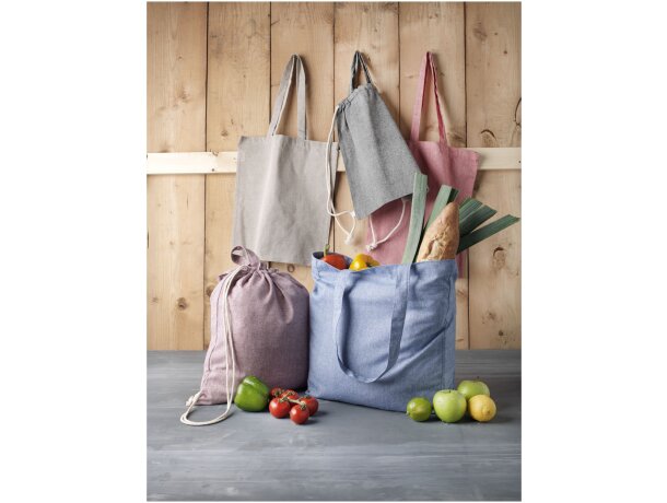 Bolsa Tote de algodón reciclado de 150 g/m² Pheebs Granate mezcla detalle 2