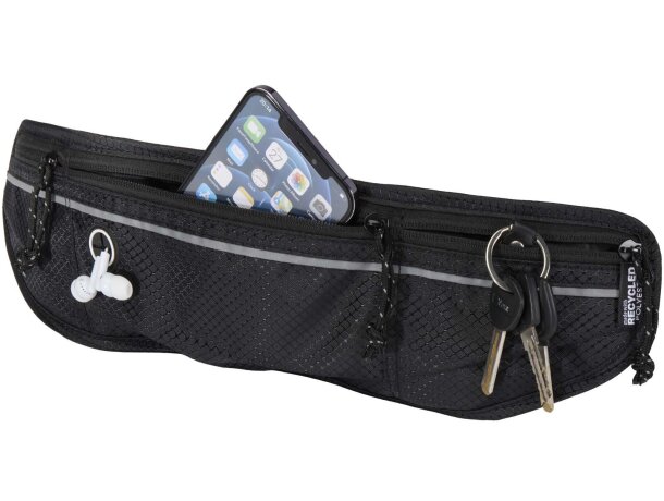 Riñonera running Nomad en poliéster reciclado certificado GRS Negro intenso detalle 4