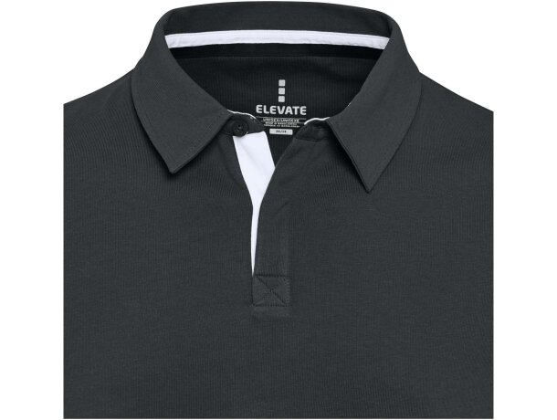 Sudadera polo rugby unisex Clyde algodón orgánico 280 g/m² Negro intenso detalle 3