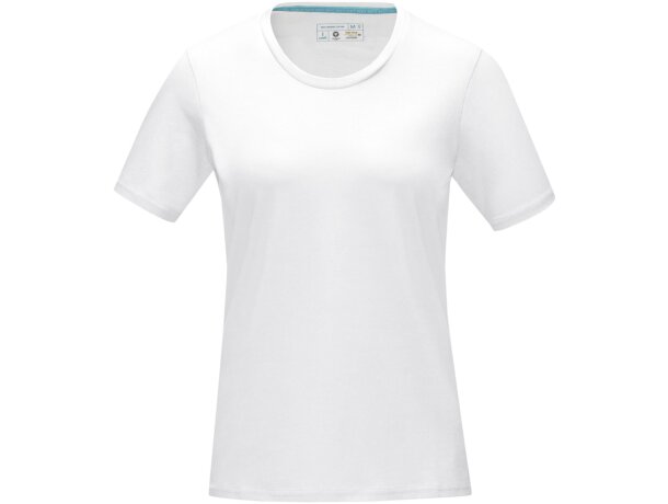 Camiseta orgánica GOTS de manga corta para mujer Azurite Blanco detalle 2